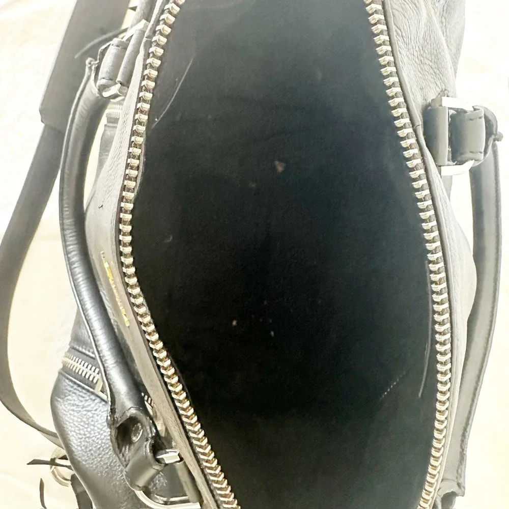 Zadig & Voltaire Black Leather Satchel with Silver Hardware
